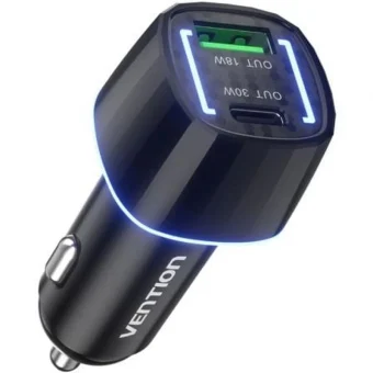 Vention Φορτιστής Αυτοκινήτου 48W με Θύρες: 1xUSB 1xType-C FFRB0
