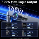 Vention Φορτιστής Αυτοκινήτου 100W με Θύρες: 1xUSB 2xType-C FFQB0 - Image 8