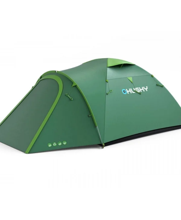 Husky Bison 3 Σκηνή Camping Igloo Πράσινη 3 Εποχών για 3 Άτομα 410x220x130εκ. 1H0-7252