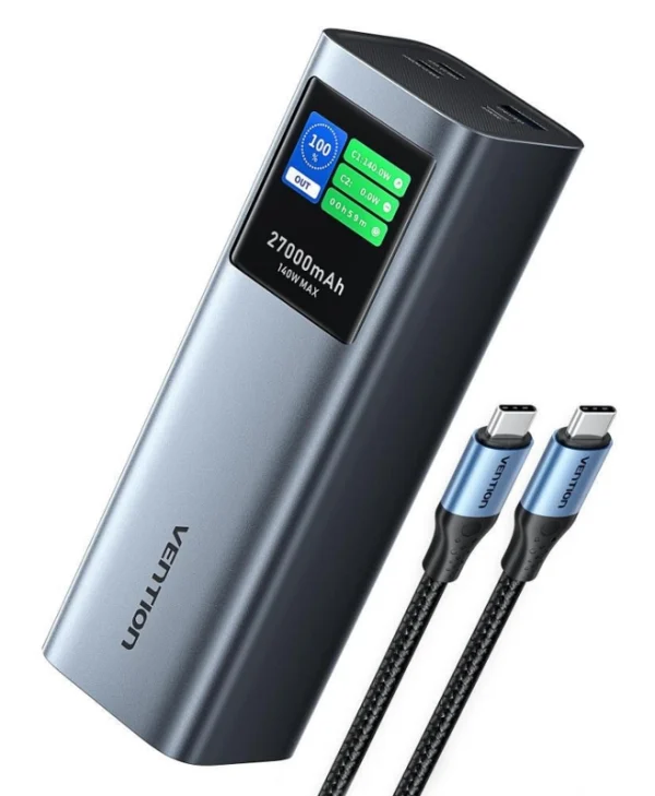 Vention FKE Power Bank 27000mAh 140W με Θύρα USB-A και 2 Θύρες USB-C Γκρι FKEH0