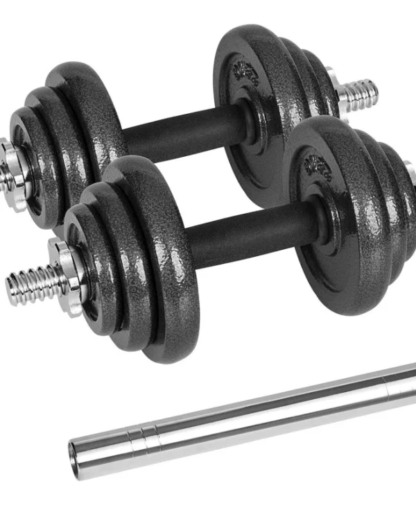 Rebel Αλτήρες Σετ με Μπάρα Συνολικού Βάρους 20kg Ρυθμιζόμενοι RBA-2327-20