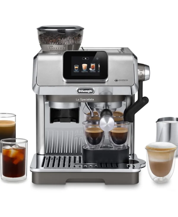 De'Longhi Αυτόματη Μηχανή Espresso Πίεσης 15bar με Μύλο Άλεσης Ασημί EC9455.M 0132126100