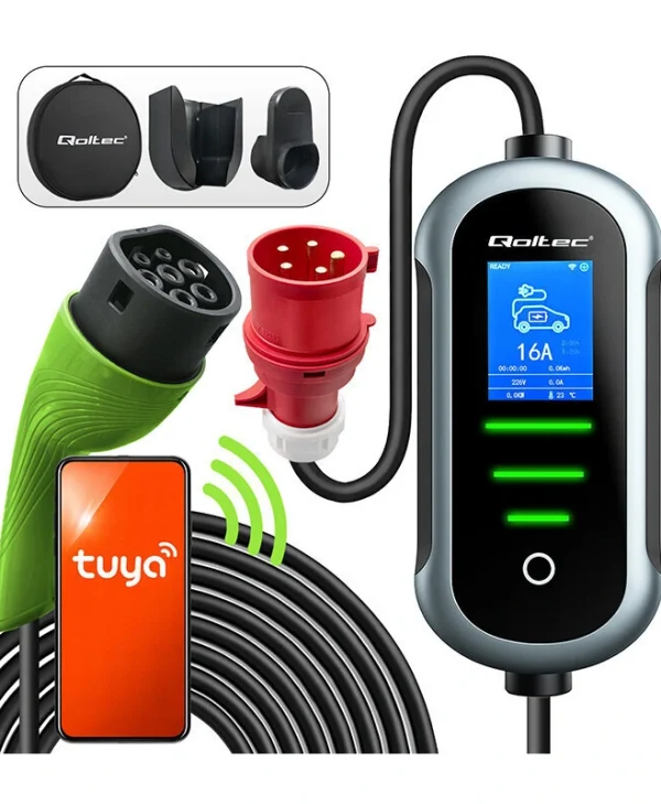 Qoltec Φορητός Σταθμός Φόρτισης 7kW με Ενσωματωμένο Καλώδιο Type 2 52721