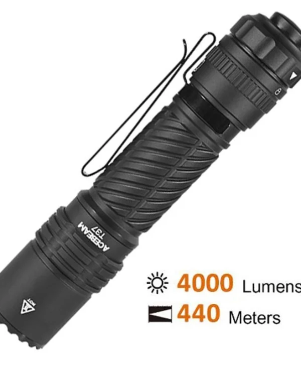 Acebeam Επαναφορτιζόμενος Φακός Κεφαλής LED IP68 με Μέγιστη Φωτεινότητα 4lm +battery T37 BLACK