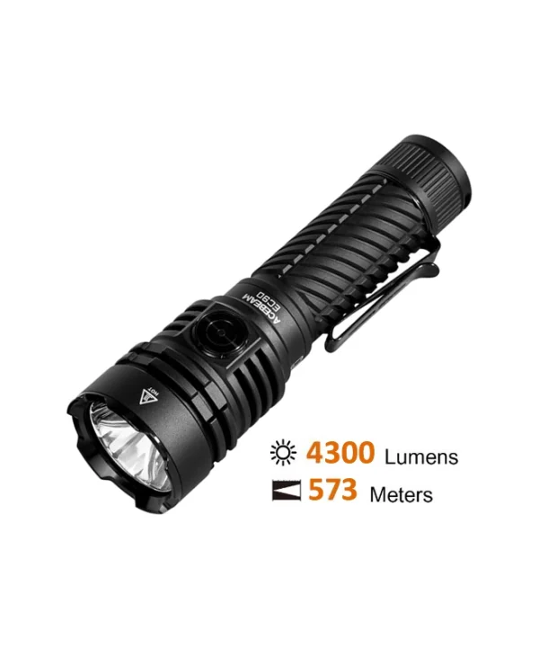 Acebeam Επαναφορτιζόμενος Φακός Κεφαλής LED IP68 με Μέγιστη Φωτεινότητα 4300lm +battery EC90 BLACK
