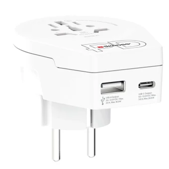 Skross Travel Charger Adapter Usb 18w Usb-c 20w Power Delivery Worldwide To Europe White 1.500295-E