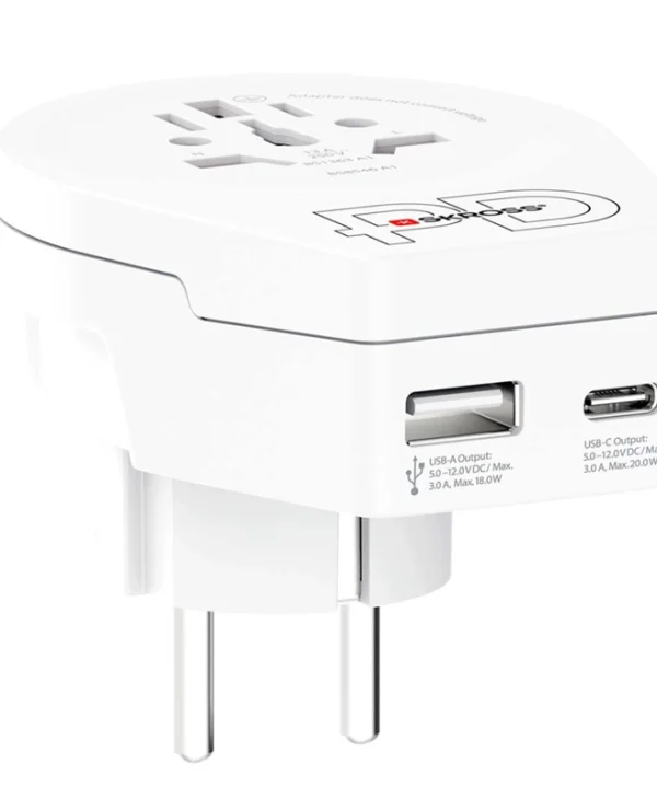 Skross Travel Charger Adapter Usb 18w Usb-c 20w Power Delivery Worldwide To Europe White 1.500295-E