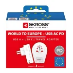 Skross Travel Charger Adapter Usb 18w Usb-c 20w Power Delivery Worldwide To Europe White 1.500295-E - Image 4