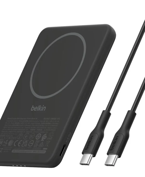 Belkin BoostCharge Slim Magnetic Power Bank 5000mAh 5W με Θύρα USB-C Μαύρο BPD010HQBK