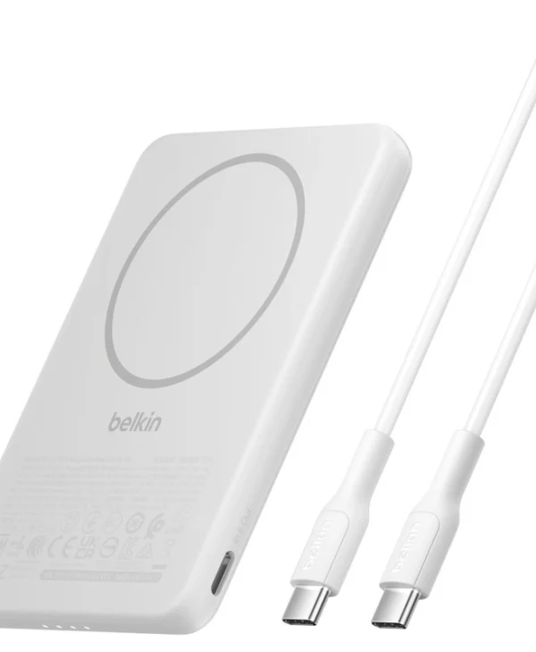 Belkin BoostCharge Slim Magnetic MagSafe Power Bank 5000mAh με Θύρα USB-C Λευκό BPD010HQWH