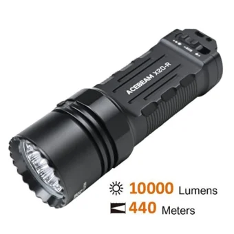 Acebeam Επαναφορτιζόμενος Φακός Κεφαλής LED IP68 με Μέγιστη Φωτεινότητα 10lm +battery X20R BLACK 6500K
