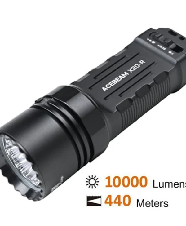 Acebeam Επαναφορτιζόμενος Φακός Κεφαλής LED IP68 με Μέγιστη Φωτεινότητα 10lm +battery X20R BLACK 6500K