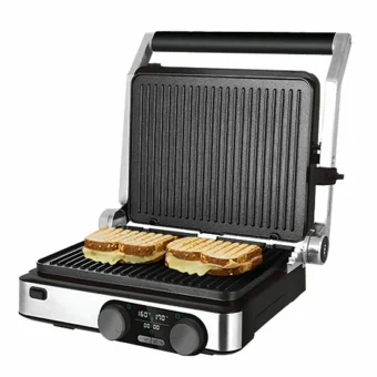 Cecotec Rock’n Grill Dual Επιτραπέζια Ηλεκτρική Ψησταριά Αυλακωτής Πλάκας 2000W με Καπάκι και Ρυθμιζόμενο Θερμοστάτη 3099