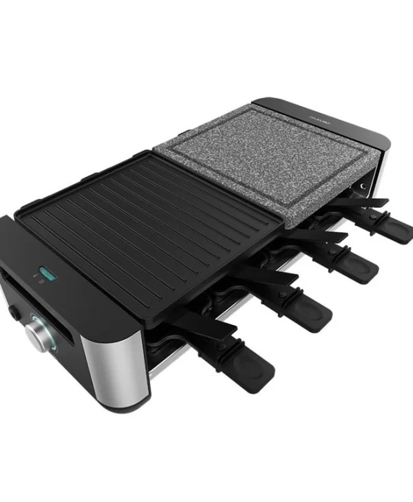 Cecotec Cheese&grill 16000 Inox Mixgrill Επιτραπέζια Ηλεκτρική Ψησταριά Raclette Λείας και Αυλακωτής Πλάκας 1400W Ανοξείδωτη με Ρυθμιζόμενο Θερμοστάτη 22x20εκ. 3225