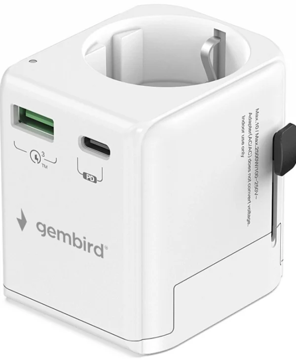 Gembird Αντάπτορας Πρίζας από Universal σε Universal TPA-EU1A1C20-01-W