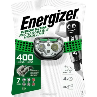Energizer Επαναφορτιζόμενος Φακός Κεφαλής LED IPX4 με Μέγιστη Φωτεινότητα 400lm Vision Ultra Rechargable 426448