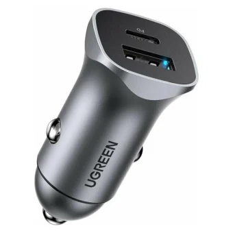 Ugreen CD130 Φορτιστής Αυτοκινήτου 24W 3A Γρήγορης Φόρτισης με Θύρες: 1xUSB 1xType-C Γκρι Χρώμα 30780