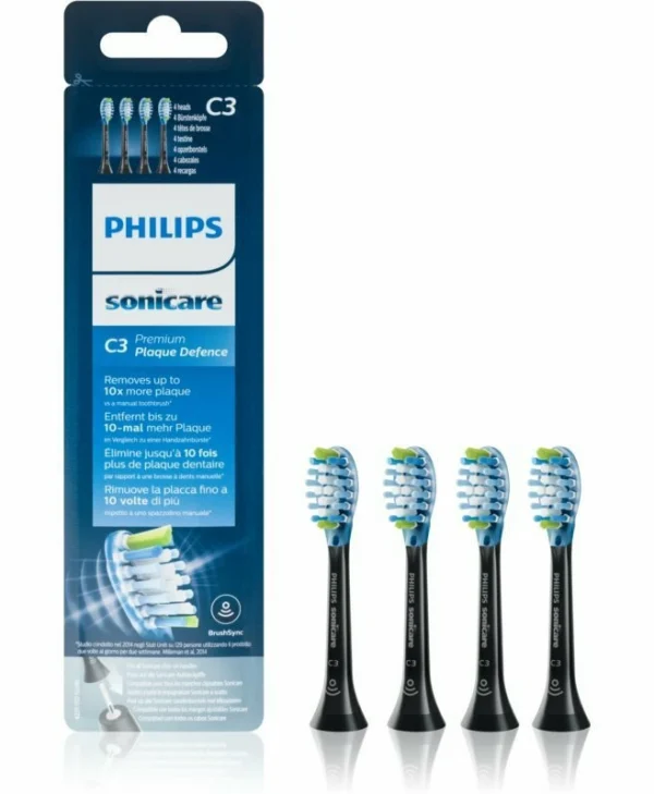 Philips Sonicare C3 Premium Plaque Defence Ανταλλακτικές Κεφαλές για Ηλεκτρική Οδοντόβουρτσα Standard Black HX9044/33 4τμχ