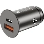 Techly Φορτιστής Αυτοκινήτου 38W 3A Γρήγορης Φόρτισης με Θύρες: 1xUSB 1xType-C Μαύρος IUSB2-CAR5-AC38W