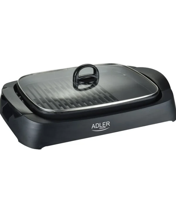 Adler AD-6610 Επιτραπέζια Ηλεκτρική Ψησταριά Σχάρας και Λείας Πλάκας 3000W με Καπάκι και Ρυθμιζόμενο Θερμοστάτη 40x30εκ. AD 6610