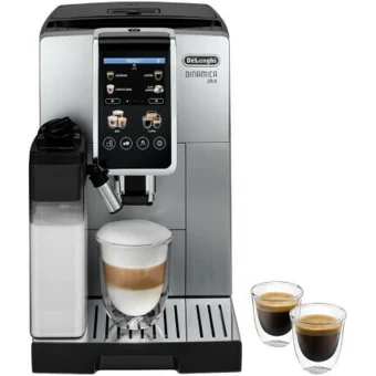 De'Longhi Dinamica Plus Αυτόματη Μηχανή Espresso 1450W Πίεσης 15bar για Cappuccino με Μύλο Άλεσης Ασημί ECAM380.85.SB