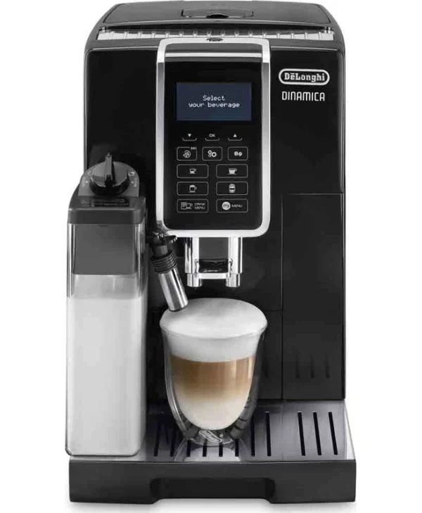 De'Longhi Dinamica Αυτόματη Μηχανή Espresso 1450W Πίεσης 15bar για Cappuccino με Μύλο Άλεσης Μαύρη ECAM 350.55.B
