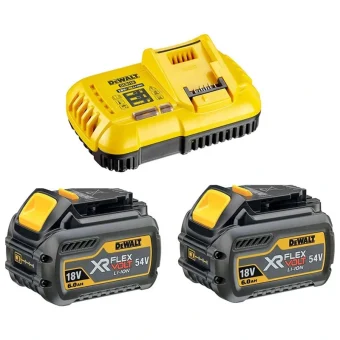 Dewalt Σετ 2 Μπαταριών Εργαλείου Λιθίου 18V Χωρητικότητας 6Ah με Φορτιστή Flexvolt DCB118T2-QW