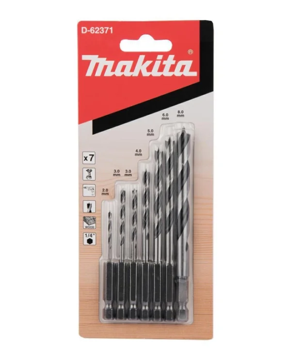 Makita Σετ 7 Τρυπάνια με Εξάγωνο Στέλεχος για Ξύλο D-62371