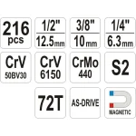 Yato Βαλίτσα με 216 Εργαλεία YT-38841 - Image 7