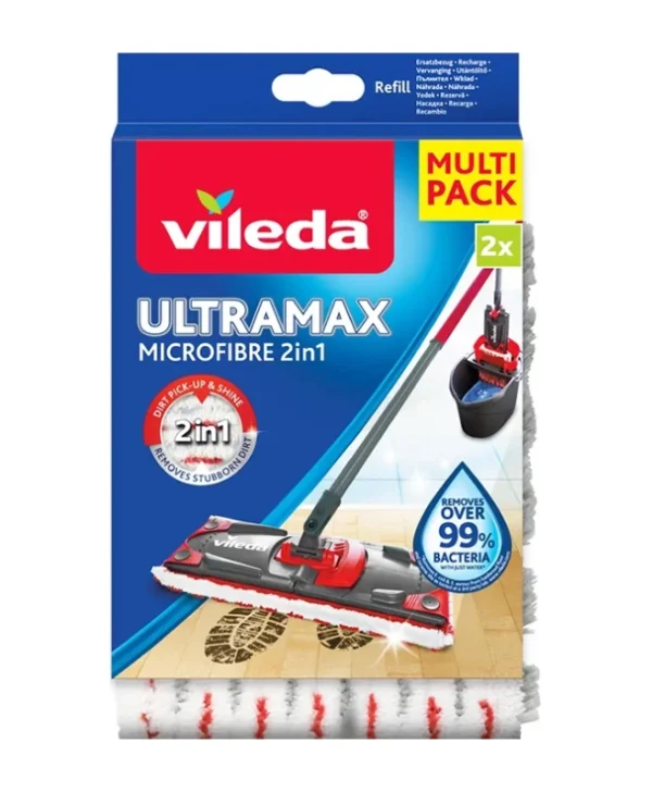 Vileda Ανταλλακτικό Παρκετέζας με Μικροίνες Ultramax Microfibre 2 in 1 2τμχ 167720