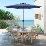 Ομπρέλα Δαπέδου Στρογγυλή Μεταλλική Navy Blue με Βάση Στήριξης Φ3m GPU116L01 - Image 7