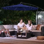 Ομπρέλα Κρεμαστή Στρογγυλή Μεταλλική Μπλε με Βάση Στήριξης & Led Φωτισμό Φ3m GPU118L01 - Image 2