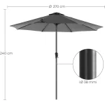 Ομπρέλα Δαπέδου Στρογγυλή Μεταλλική Μαύρη Φ2.7m GPU27GY - Image 6