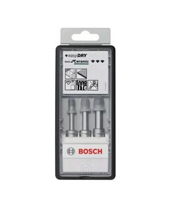 Bosch Robust Line Σετ 3 Διαμαντοτρύπανα με Κυλινδρικό Στέλεχος για Δομικά Υλικά, Γυαλί και Πλακίδια 2608587145