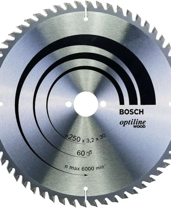 Bosch Optiline Wood Δίσκος Κοπής Ξύλου με 60 Δόντια 250mm 2608640729