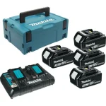 Makita Σετ 4 Μπαταριών Εργαλείου Λιθίου 18V Χωρητικότητας 5Ah με Φορτιστή DC18RD 3039601