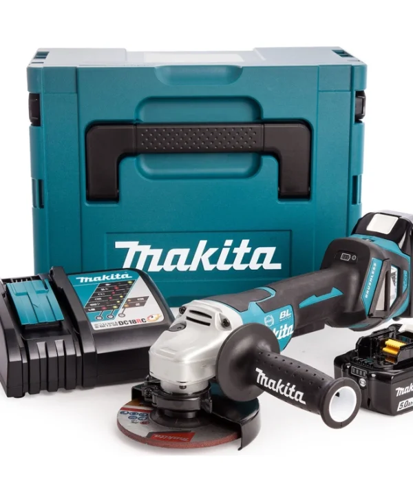Makita Τροχός 115mm Μπαταρίας Brushless με Ρύθμιση Στροφών 2x5Ah DGA517RTJ
