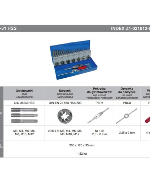 Fanar Threading Tool Set Czb-31 Inox Z2-031012-0000