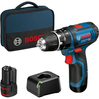 Bosch GSB 12V-15 Κρουστικό Δραπανοκατσάβιδο Μπαταρίας 12V 2x2Ah 06019B690H