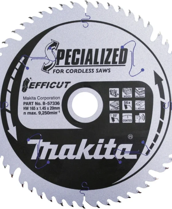 Makita Δίσκος Κοπής Ξύλου με 56 Δόντια 165mm B-57336