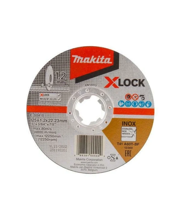 Makita X-Lock Δίσκος Κοπής Μετάλλου 125mm E-00418