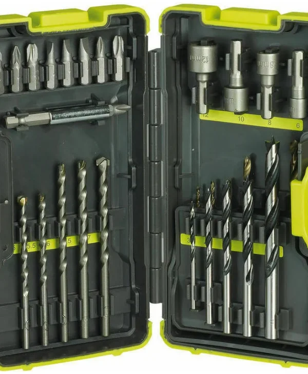 Ryobi RAK30MIX Σετ 30 Τρυπάνια HSS με Κυλινδρικό Στέλεχος για Ξύλο, Μέταλλο και Δομικά Υλικά 5132002254