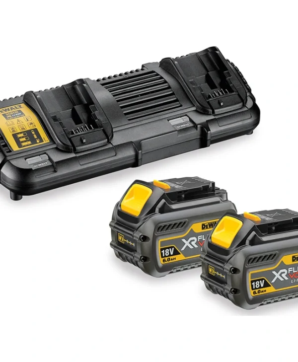 Dewalt Σετ 2 Μπαταριών Εργαλείου Λιθίου 18V Χωρητικότητας 6Ah με Φορτιστή Διπλός DCB132T2-QW