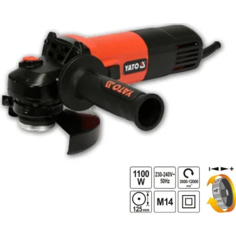 Yato Τροχός 125mm Ρεύματος 1100W με Ρύθμιση Στροφών YT-82101