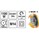 Yato Τροχός 125mm Ρεύματος 1100W με Ρύθμιση Στροφών YT-82101 - Image 4