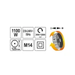 Yato Τροχός 125mm Ρεύματος 1100W με Ρύθμιση Στροφών YT-82101 - Image 7