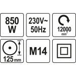 Yato Τροχός 125mm Ρεύματος 850W YT-82097 - Image 4