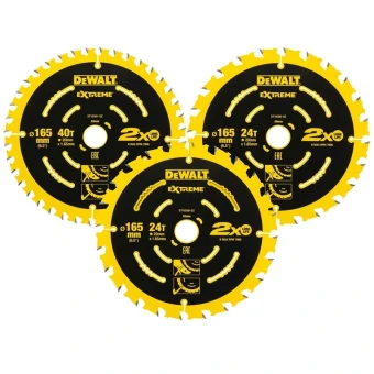 DEWALT Δίσκος Κοπής Ξύλου με 24 Δόντια 165mm 3τμχ DT10397-QZ
