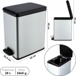 Kadax Bin Slim Bin Κάδος Απορριμμάτων Πλαστικός Ασημί 25lt 213300 - Image 3