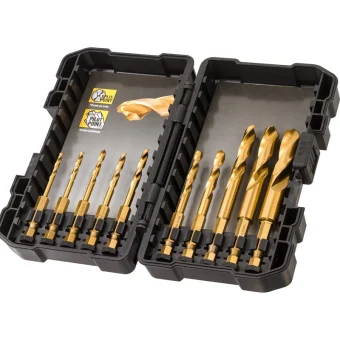 Dewalt Σετ 10 HSS-TiN Τρυπάνια Τιτανίου με Εξάγωνο Στέλεχος για Μέταλλο DT50050-QZ